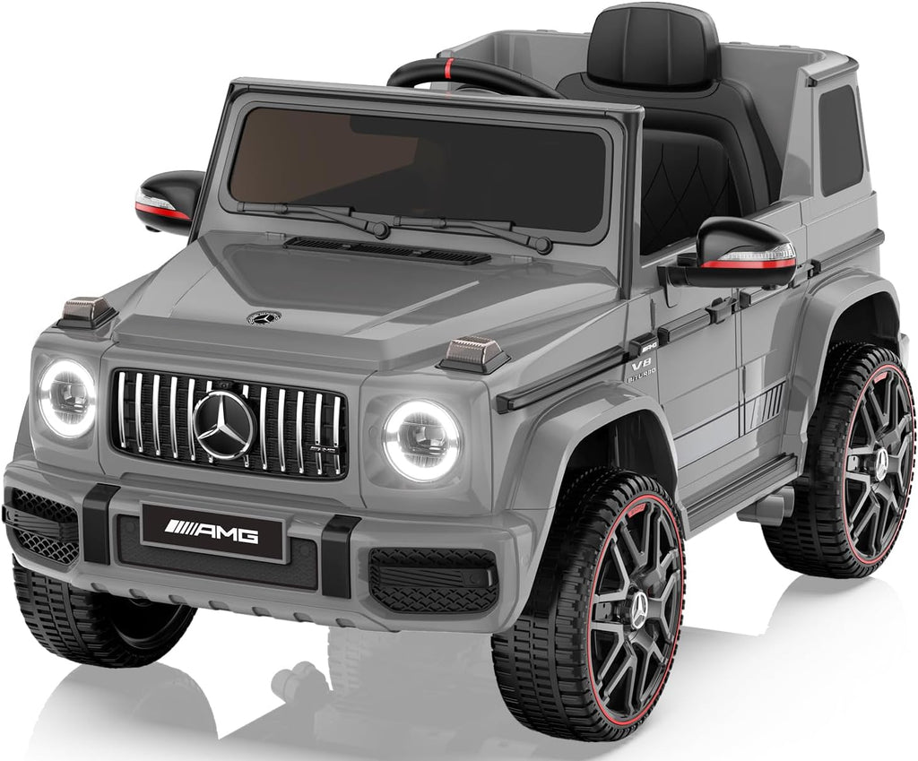 ANPABO Licensed Mercedes-Benz G63 Car for Kids, 12V Ride on Car w/Parent Remote Control, LED Headlights, Music Player & Horn, Soft Start, Low Battery Prompt, Kids Electric Car, Grey
