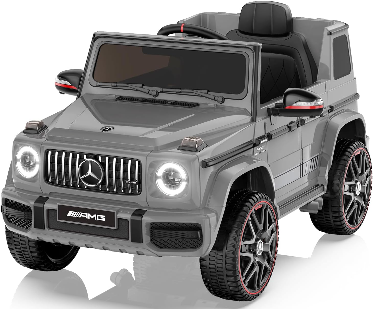 ANPABO Licensed Mercedes-Benz G63 Car for Kids, 12V Ride on Car w/Parent Remote Control, LED Headlights, Music Player & Horn, Soft Start, Low Battery Prompt, Kids Electric Car, Grey