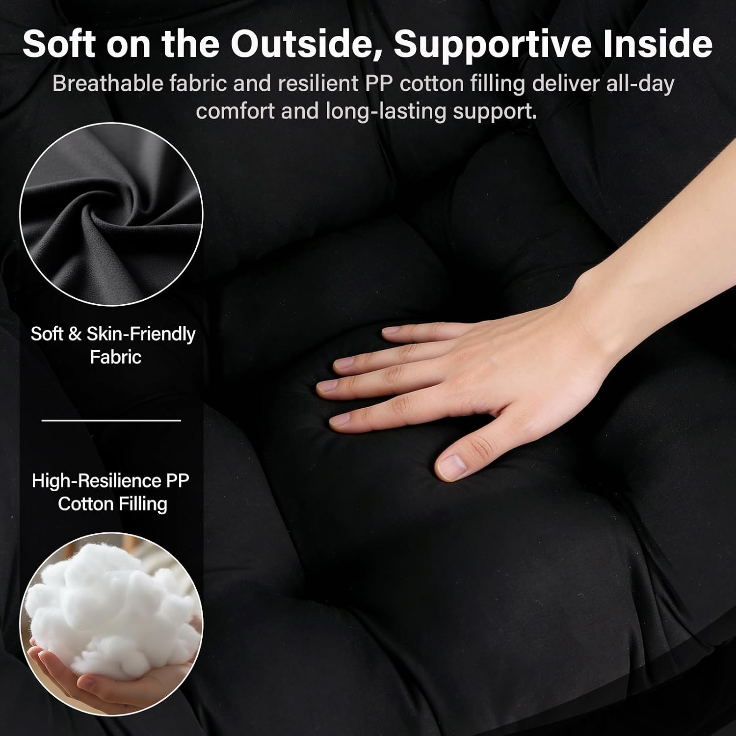MBOOYOME Lazy Chair with Folding Ottoman, Modern Accent Lounge Armchair with Armrests and a Side Pocket & Foldable Footstool, Leisure Reading Chair for Living Room, Bedroom, Dorm & Office, Black