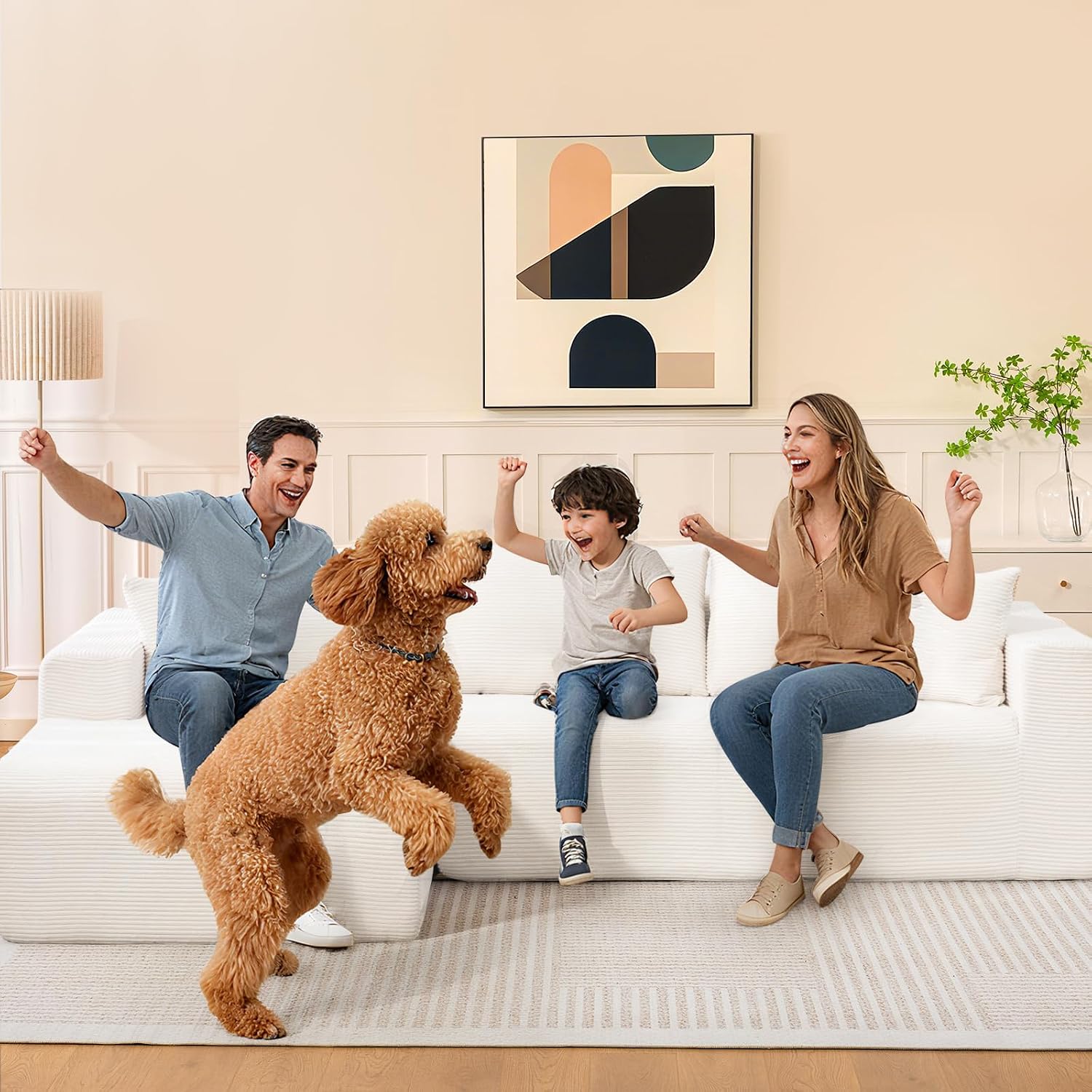 Brage Living 2025 New 108' Cloud Couch Sectional, Comfy Boneless Modular Sectional Sofa with L-Shaped Chaise, Deep Seat Couch for Living Room, No Assembly Required (Beige, Left Facing Chaise)