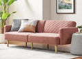 mopio 76.4' Futon Sofa Bed, Couch, Loveseat, Sleeper Sofa, Mid Century Modern Futon Couch, Sofa Cama, Couches for Living Room (Old Rosa Velvet)