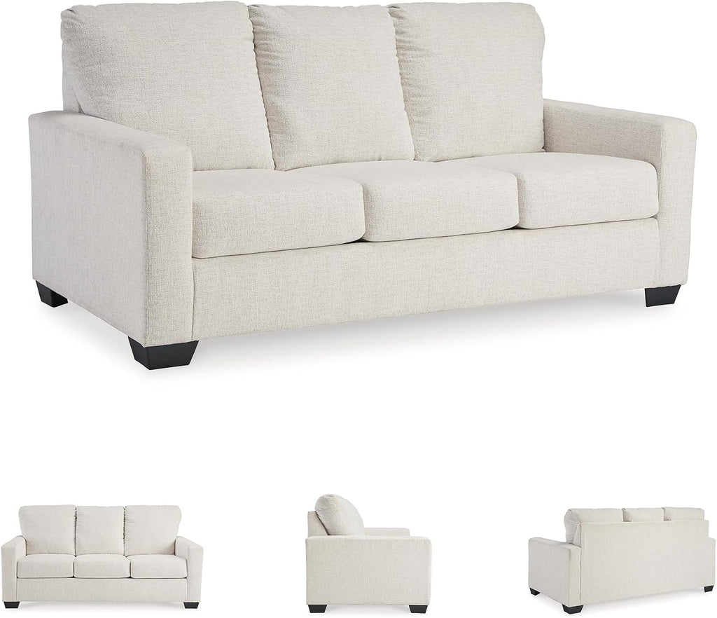 Signature Design by Ashley Rannis Coastal 2-in-1 Sofa Sleeper with Folding Gel Memory Foam Mattress, Full, White