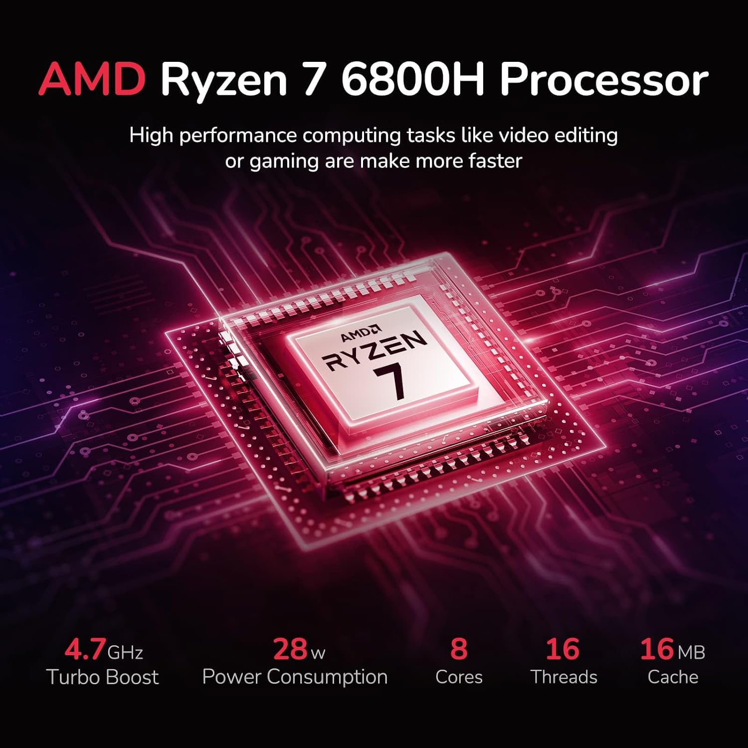 NIMO 15.6' IPS FHD-Gaming-Laptop, 8 Cores AMD Ryzen 7 6800H 16GB DDR5 RAM 256GB SSD (Beat i7-12700H, Up to 4.7GHz) AMD Radeon 680M GPU-Computer with 100W Type-C Backlit Keyboard, 180°Viewing