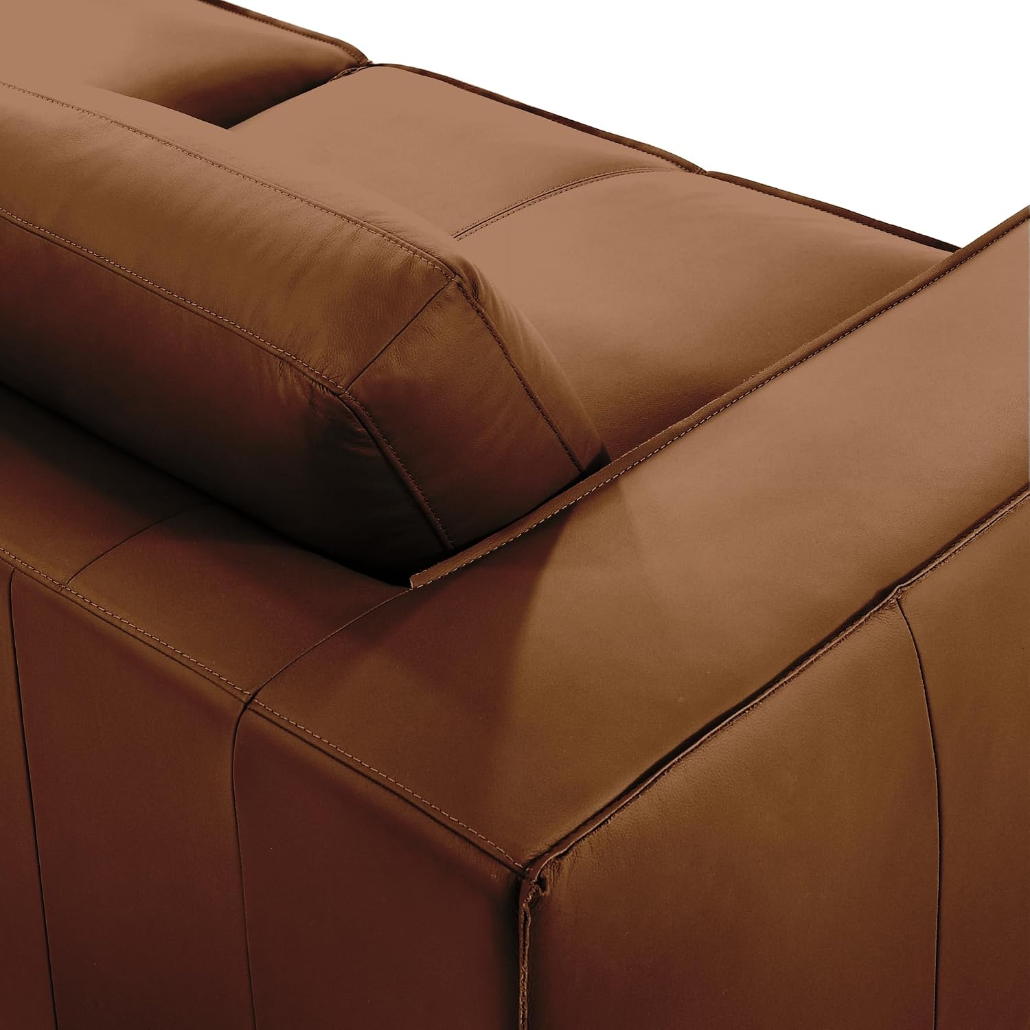 Clayton 76' Modern Leather Loveseat in Anthracite Gray or Ochre with Track Arms
