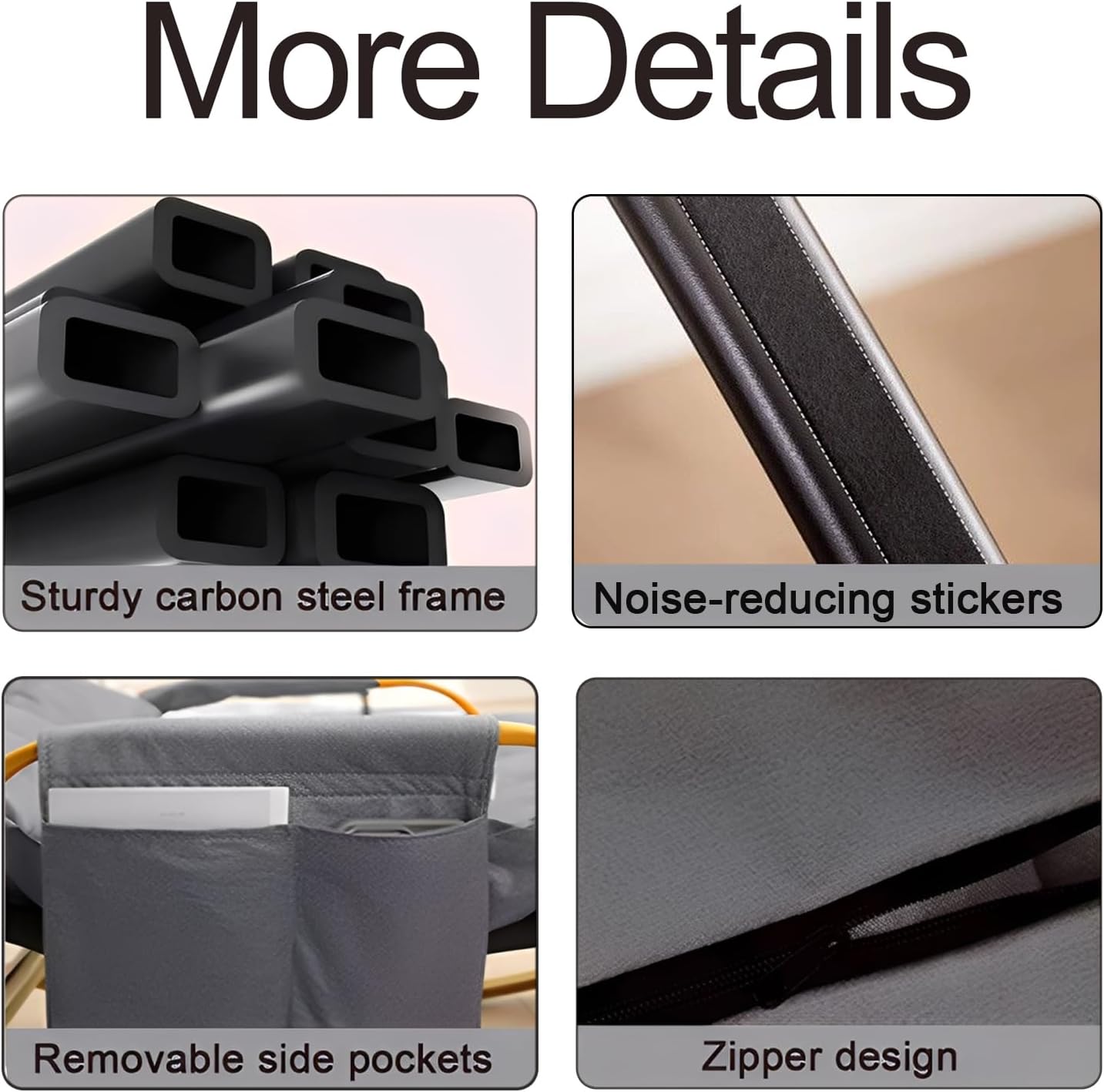 Outdoor Rocking Chair - Foldable Ottoman Glider Chair - 5-Way Adjustable Recliner Chair - Removable Waterproof Cushion ，for Porch,Patio,Garden, BalconyGrey,145 * 60 * 50cm