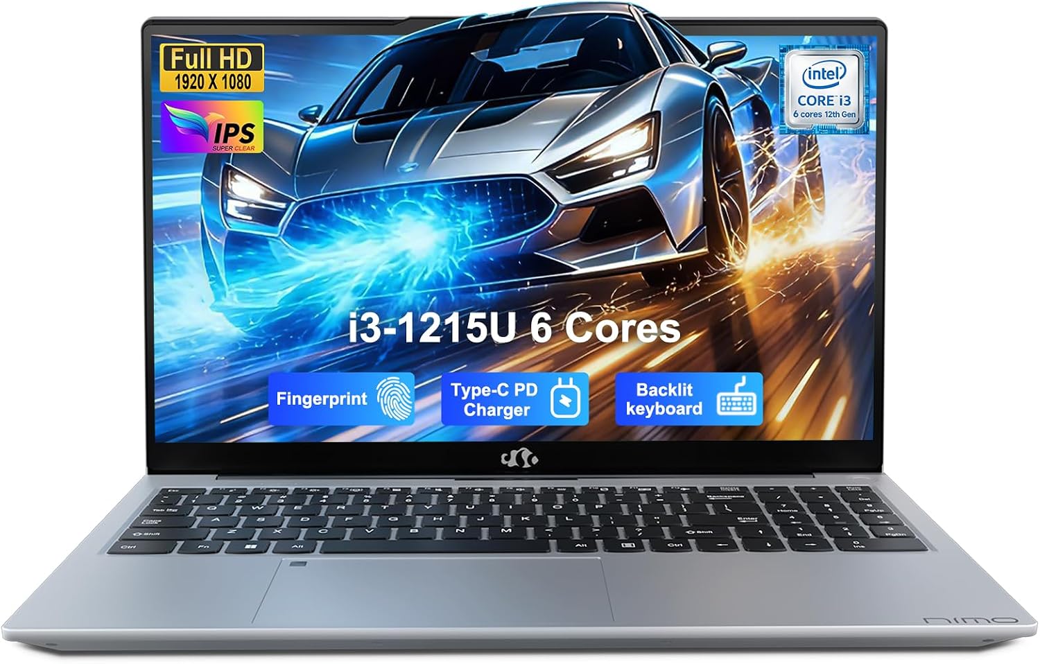 NIMO 15.6' FHD IPS Laptop, 6 Cores i3-1215U 16GB RAM 1TB SSD (Up to 4.4GHz, Beat Ryzen 5 7520U) School Computer with 65W Type-C Wi-Fi 6 Backlit KB Fingerprint for Business Home