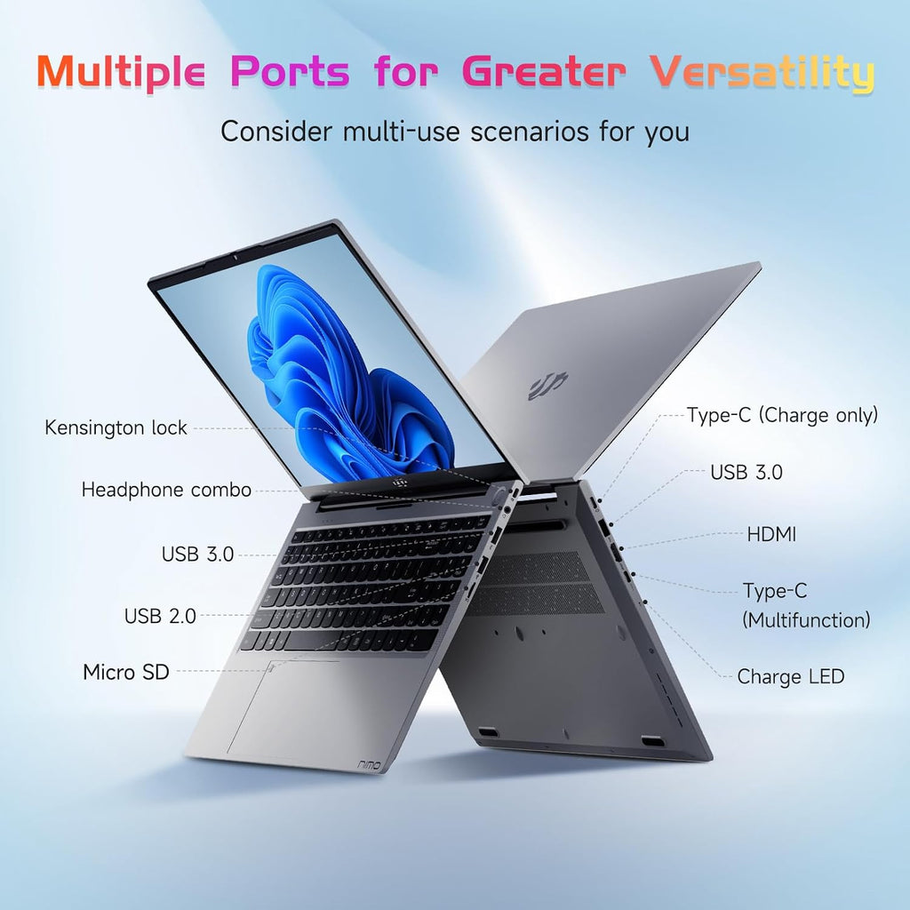 NIMO 15.6' IPS FHD-Student-Laptop, Intel Pentium Quad Core N100 16GB RAM 512GB SSD (Beat i3-1115G4, Up to 3.4GHz) Computer with Backlit Keyboard Fingerprint GaN Type C WiFi 6 BT5.2 Win 11