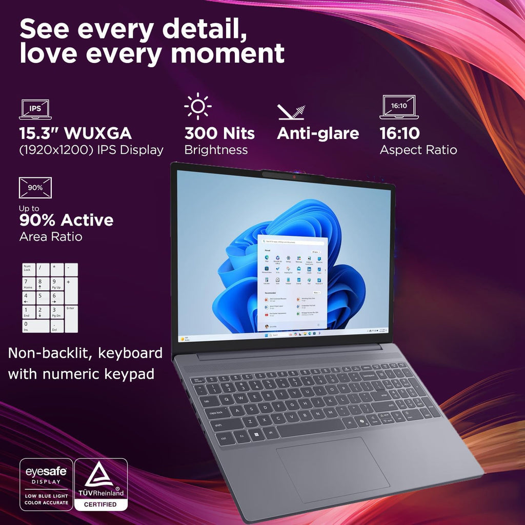 Lenovo 15' FHD+ Gaming Laptop Computer, AMD Ryzen 5 7535HS 6-Core Processor, 8GB DDR5 RAM, 256GB PCIe SSD, WiFi 6, Bluetooth 5.3, Webcam, HDMI, Type-C, Luna Grey, Windows 11 Home (Renewed)