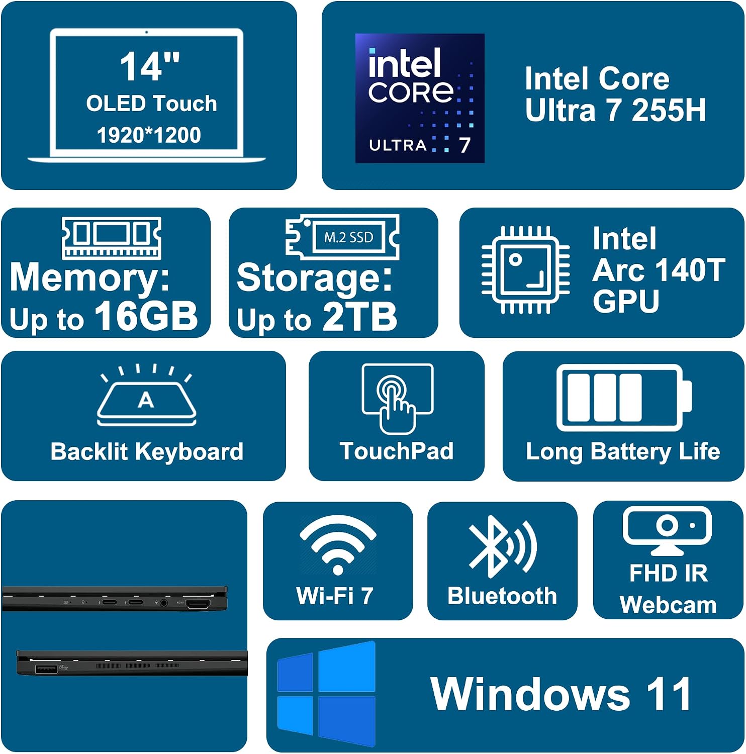 ASUS Zenbook 14 Creator Laptop 14' WUXGA Lumina OLED Touch (500nits HDR, 100% DCI-P3) Intel 16-core Ultra 7 255H (Up to 13 Tops) 16GB RAM 512GB SSD for Business Work Win11 ICP Hub
