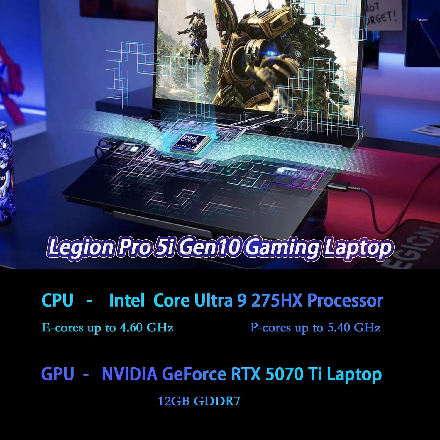 Lenovo 2025 Legion Pro 5i 16' Gaming Laptop - GeForce RTX 5070Ti 12GB GDDR7, Intel Ultra 9 275HX(Up to 5.4GHz), 165Hz OLED WQXGA Display, RGB Backlit, Wi-Fi 7, Win 11 Pro, 64GB DDR5 RAM, 8TB SSD