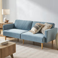 mopio 76.4' Futon Sofa Bed, Couch, Loveseat, Sleeper Sofa, Mid Century Modern Futon Couch, Sofa Cama, Couches for Living Room (Sky Blue Premium Velvet)