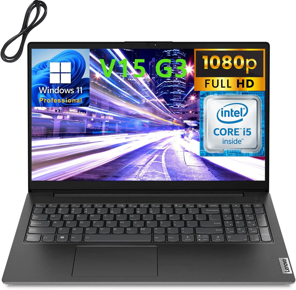 2023 Lenovo V15 G3 15.6' FHD Business Laptop Computer, 12th Gen Intel 10 Cores i5-1235U (Beat i7-1195G7), 16GB DDR4 RAM, 1TB PCIe SSD, 802.11AC WiFi, Bluetooth 5.1, Windows 11 Pro, AZ-XUT Cable