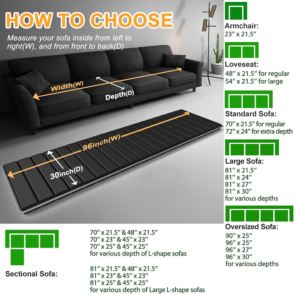 LAVEVE Heavy Duty Couch Cushion Support Board for Sagging Sofa, 30''x96'' Extra Thick Solid Wood Under Couch Insert with Anti-Slip Dots, Perfectly Fix and Protect Oversized Sofa, Extend Couch Life