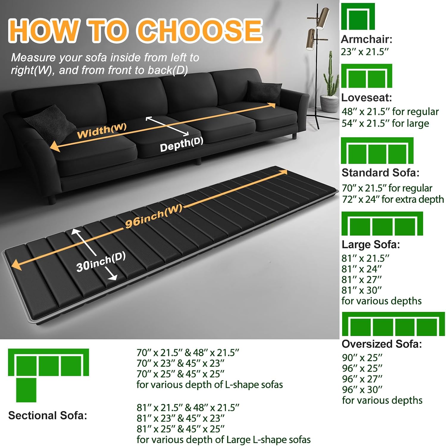 LAVEVE Heavy Duty Couch Cushion Support Board for Sagging Sofa, 30''x96'' Extra Thick Solid Wood Under Couch Insert with Anti-Slip Dots, Perfectly Fix and Protect Oversized Sofa, Extend Couch Life