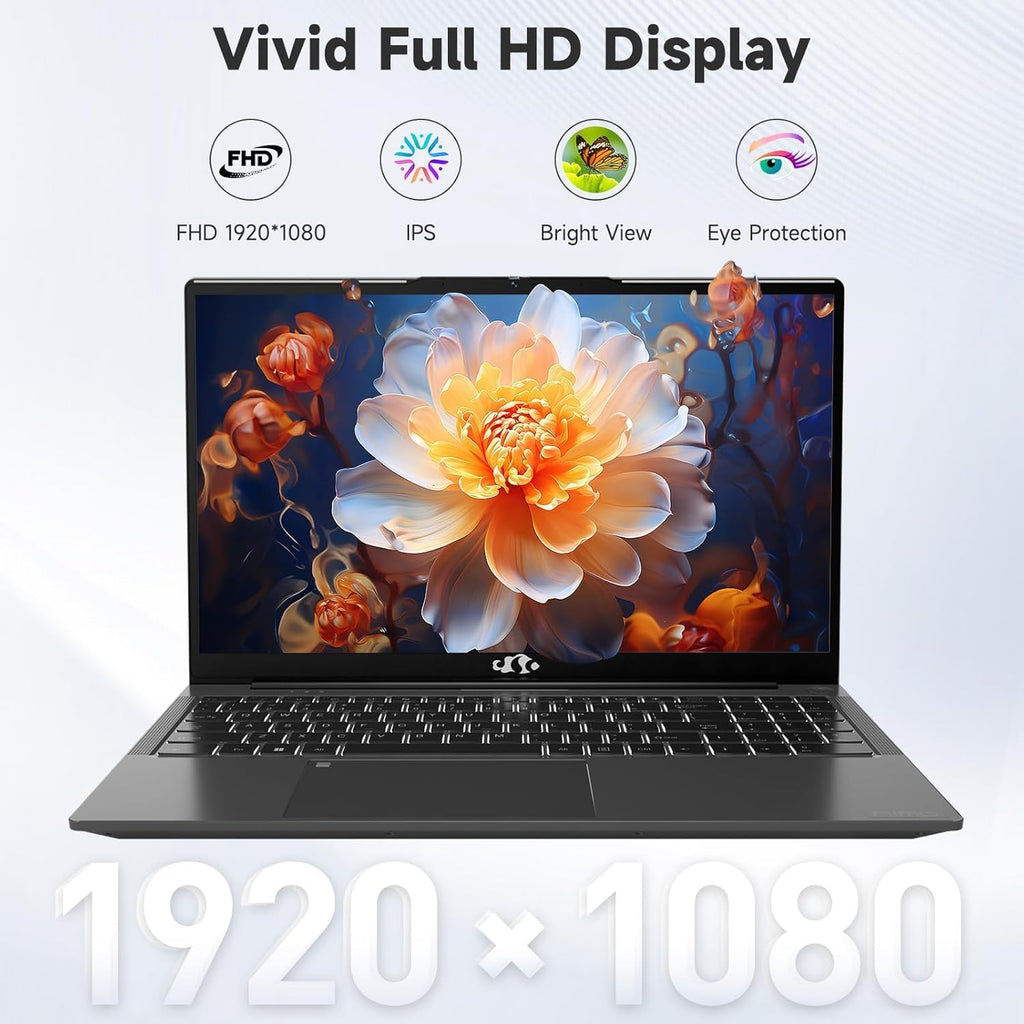 NIMO 15.6' FHD IPS Portable Laptop, Intel Core i3-1215U (Up to 4.4GHz, Beat R5 7520U), 8GB RAM 128GB SSD Work Computer, Backlit KB, Fingerprint, WiFi 6, 65W Type-C Fast Charge, 180° View, for Campus