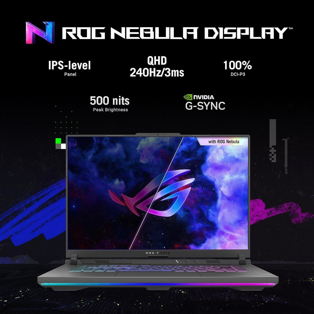 ASUS ROG Strix G16 Gaming Laptop, 16' QHD+ 240Hz WQXGA Display, Intel i9-14900HX, GeForce RTX 4060, 64 GB DDR5 RAM, 2 TB SSD, Backlit KB, Windows 11 Pro & Office Lifetime License, w/Accessories