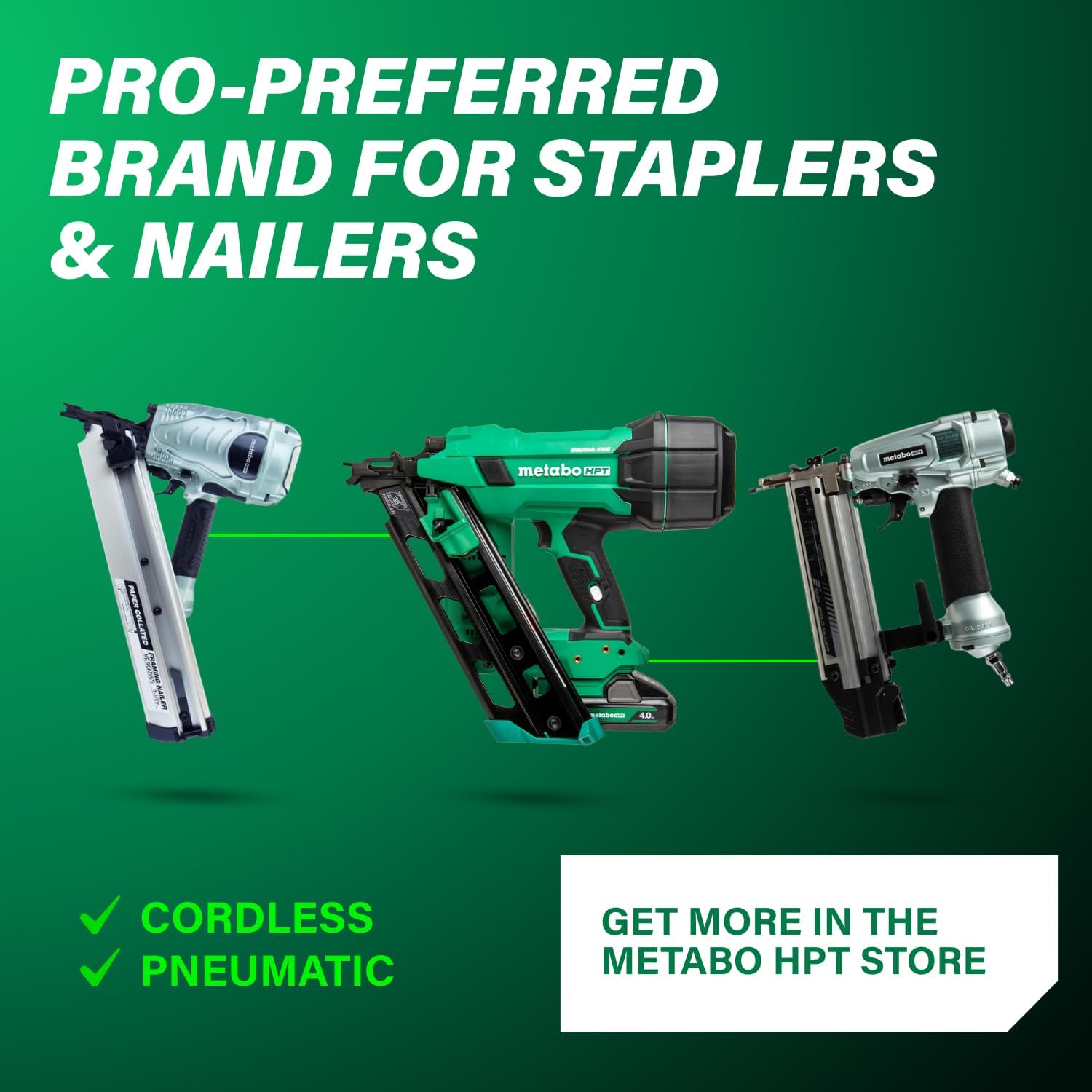 Metabo HPT 18V MultiVolt Cordless 30° Paper Tape Framing Nailer Kit, 3-1/2' Framing Nailer, Power Tool with 4.0Ah Lithium Ion Battery, Drives 2' to 3-1/2' Nails, Powerful Brushless Motor, NR1890DCA