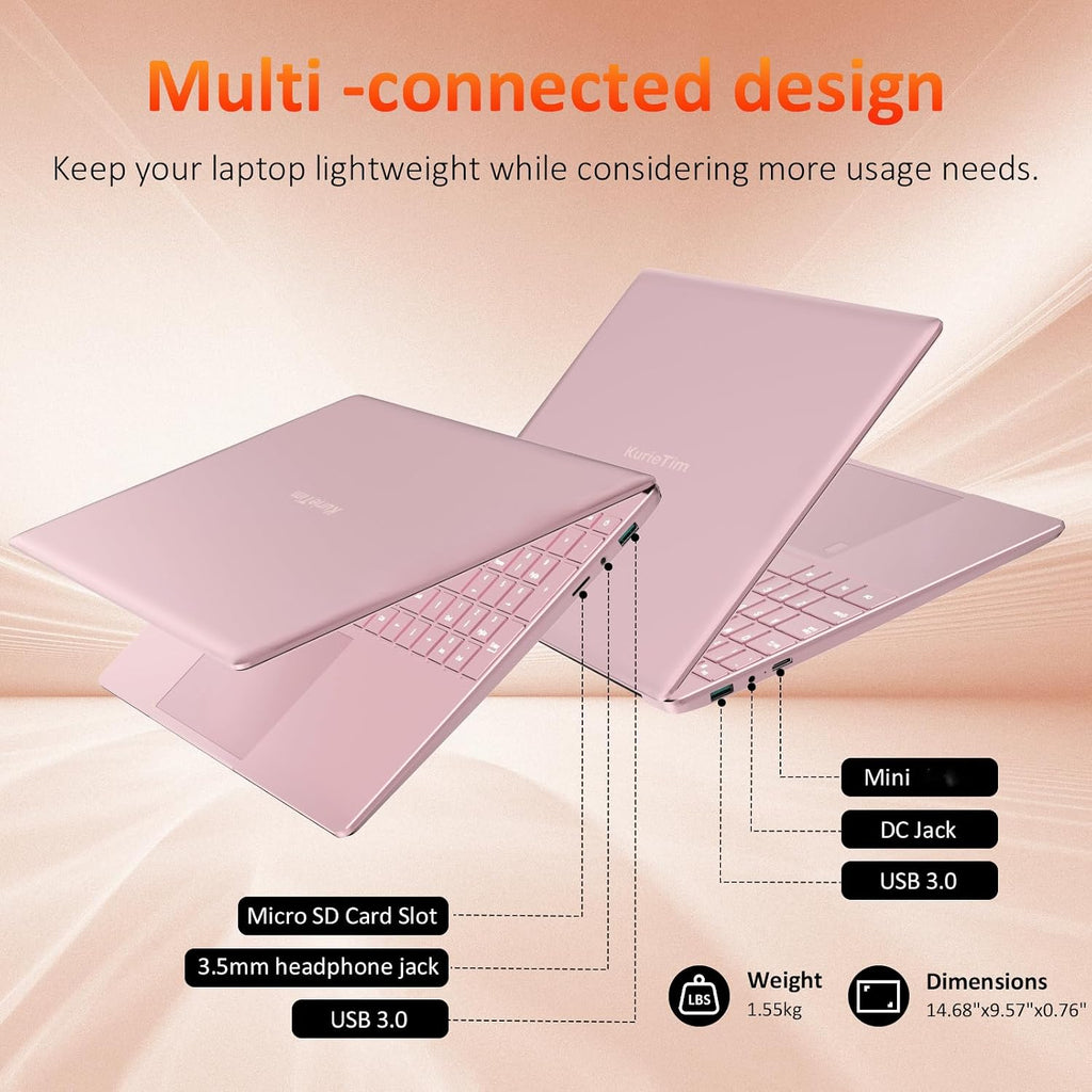 KurieTim 15.6' IPS FHD Laptop Computer with 32GB DDR4 RAM 512GB SSD N95 Processor (4C4T, Up to 3.4GHz) Dual Band WiFi, Fingerprint, Backlit Keyboard, Win11Pro Computer – for Work, School, Business