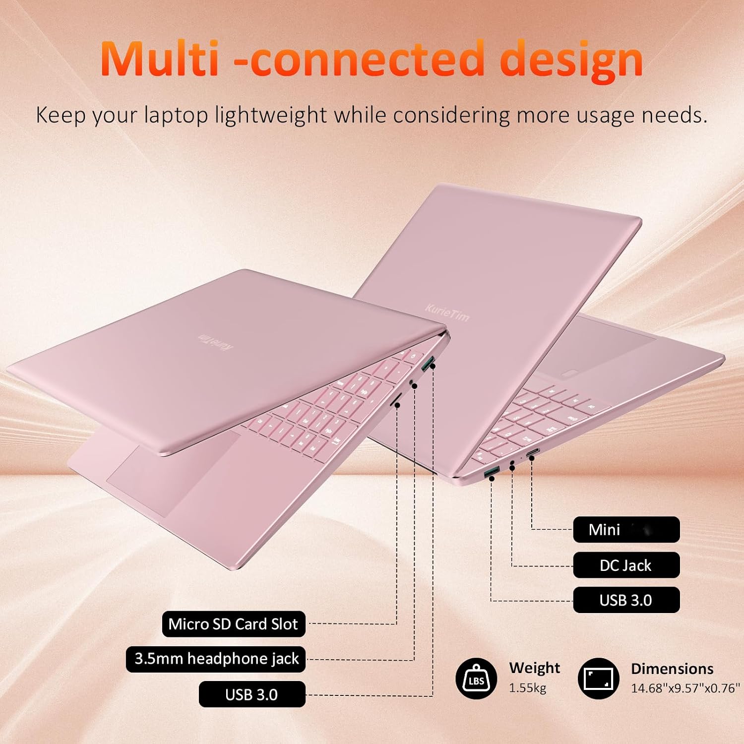 KurieTim 15.6' IPS FHD Laptop Computer with 32GB DDR4 RAM 512GB SSD N95 Processor (4C4T, Up to 3.4GHz) Dual Band WiFi, Fingerprint, Backlit Keyboard, Win11Pro Computer – for Work, School, Business