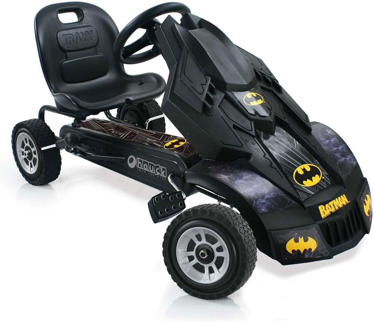 hauck Batmobile Pedal Go Kart, Superhero Ride On Batman Car Vehicle for Kids, Black