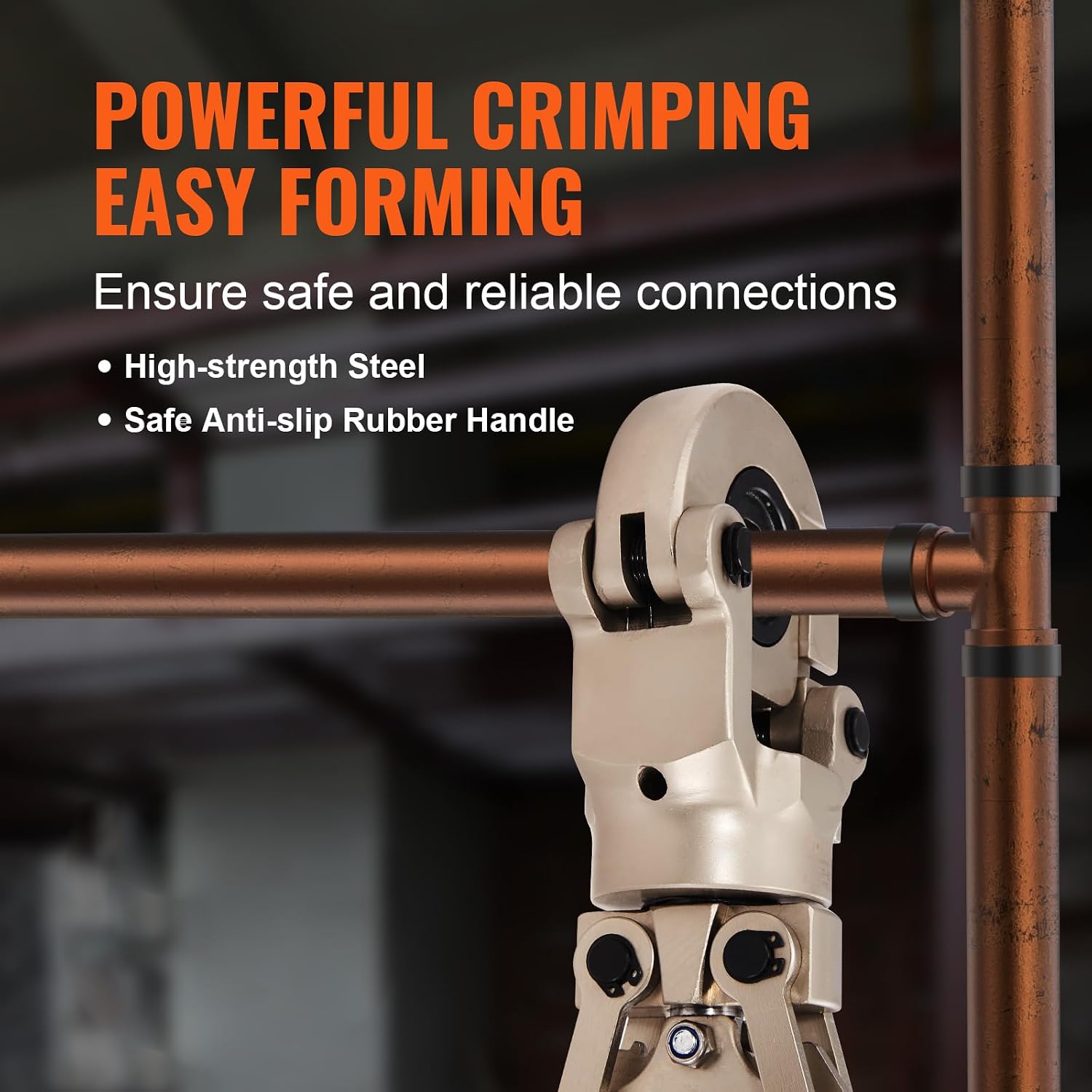VEVOR Copper Press Tool Tube Fittings Crimping Kit, 360° Rotatable Press Crimper Tool with 1/2', 3/4', 1' Quick Change Jaws, Locking Pin & Extendable Handle, Meet ASTM B88 and B75 Standard