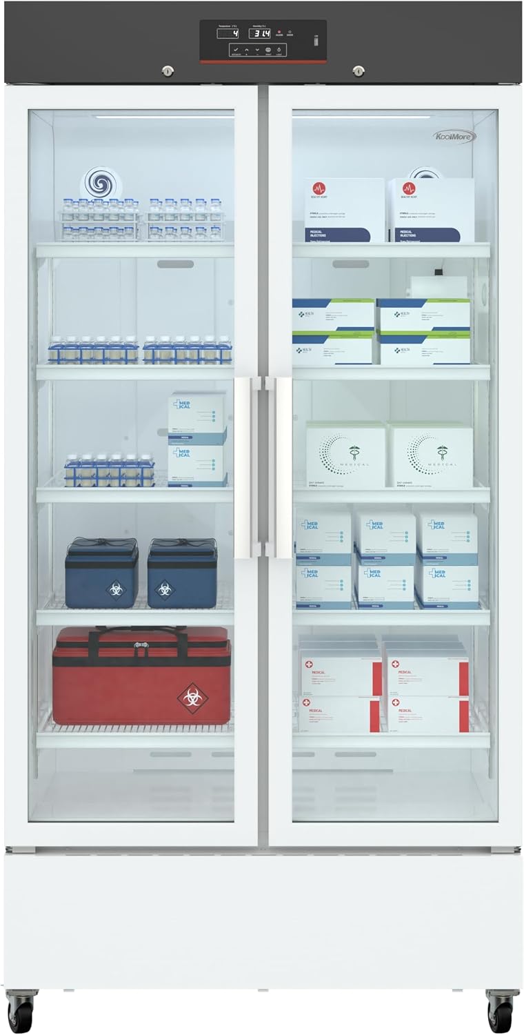 KoolMore 27 cu. ft. Medical Vaccine Refrigerator for Pharmacy and Laboratory with Multi-Level Emergency Alarms, UL-Listed in White (KM-PHR-27C)