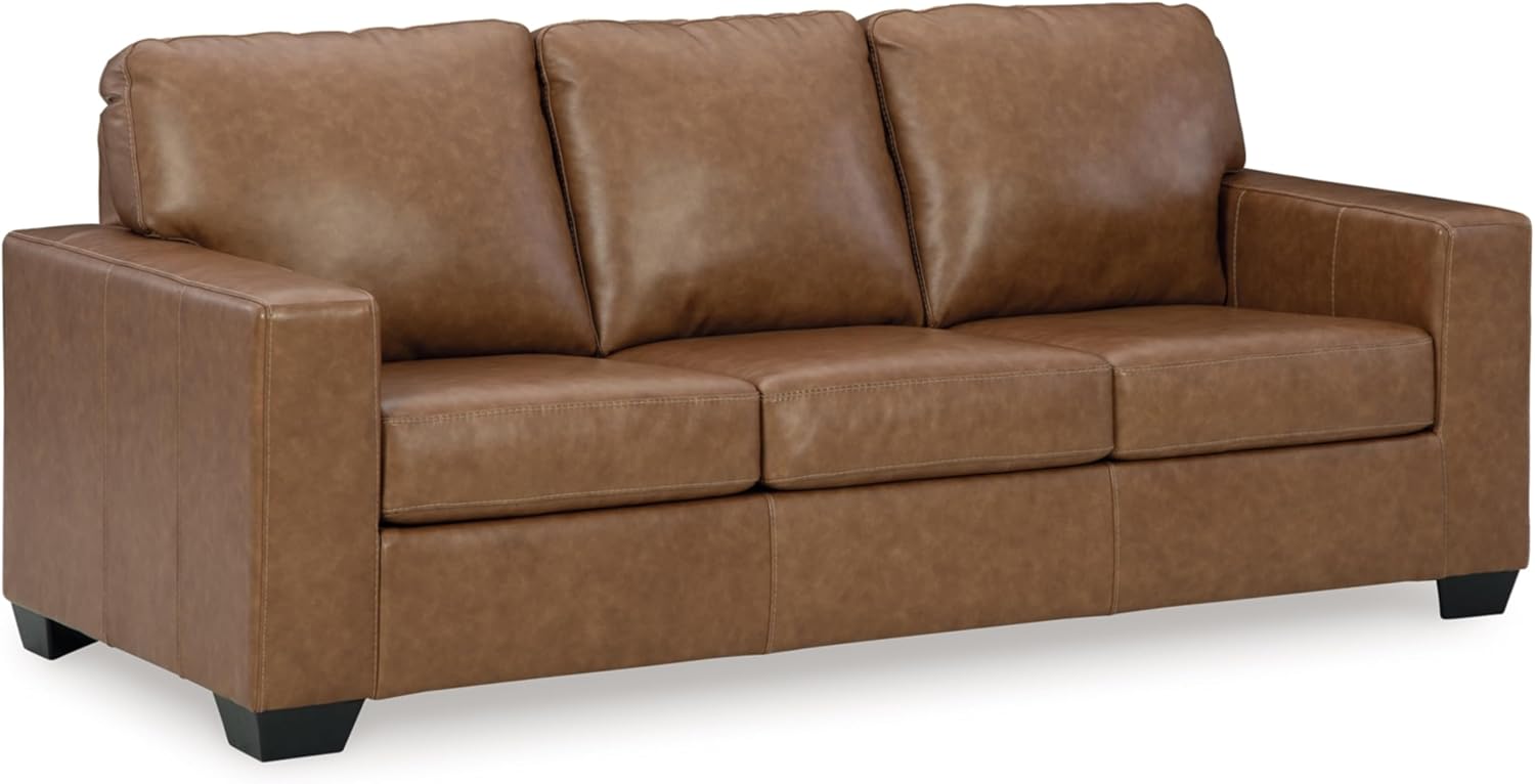 Signature Design by Ashley Bolsena Contemporary Leather Match Sofa, Dark Brown