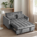3 in 1 Convertible Sleeper Sofa Bed, 54'' Full Size Velvet Pull Out Futon Couch Recliner with Reclining Backrest & 2 Pillows, Small Loveseat Lounge Couches for Small Spaces (Medium Grey)
