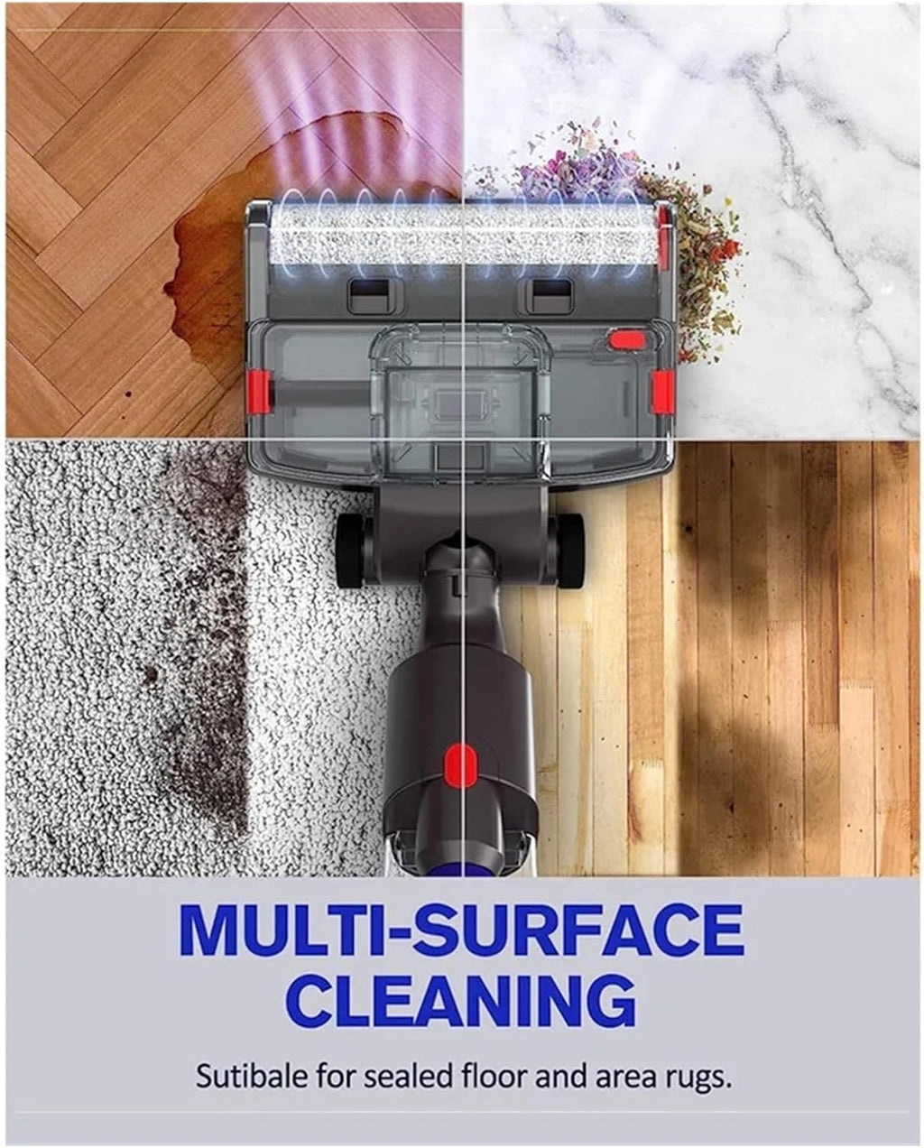 Electric Wet Dry Mopping Head ，Compatible for Dyson， V15 V8 V7 V10 V11 Vacuum Cleaner, Automatic Cleaning Roller Brush for Hard Floor