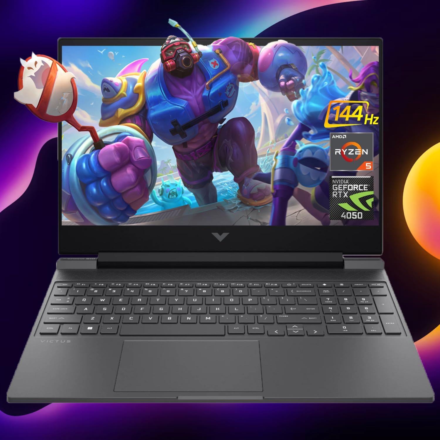 HP Victus 15.6 Ryzen 5 RTX 4050 Gaming Laptop, 15.6' FHD 144Hz, AMD Ryzen 5 8645HS (Beats Intel i7-1355U & Intel i5-14400F), NVIDIA GeForce RTX 4050, 16GB DDR5 RAM, 1TB SSD, Backlit KB, W11H