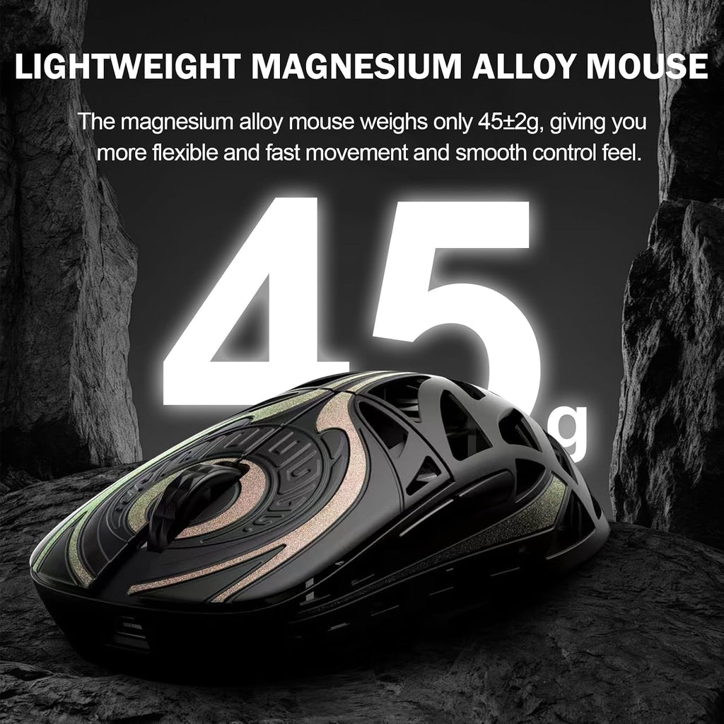 WLMOUSE Strider Magnesium Gaming Mouse 45g Superlight Magnesium Alloy Wireless Gaming Mouse, 125-8000Hz (Adjustable) Wireless Polling Rate, PAW 3950 HS Sensor, for PC/Laptop/Mac(Strider OM-Purple)