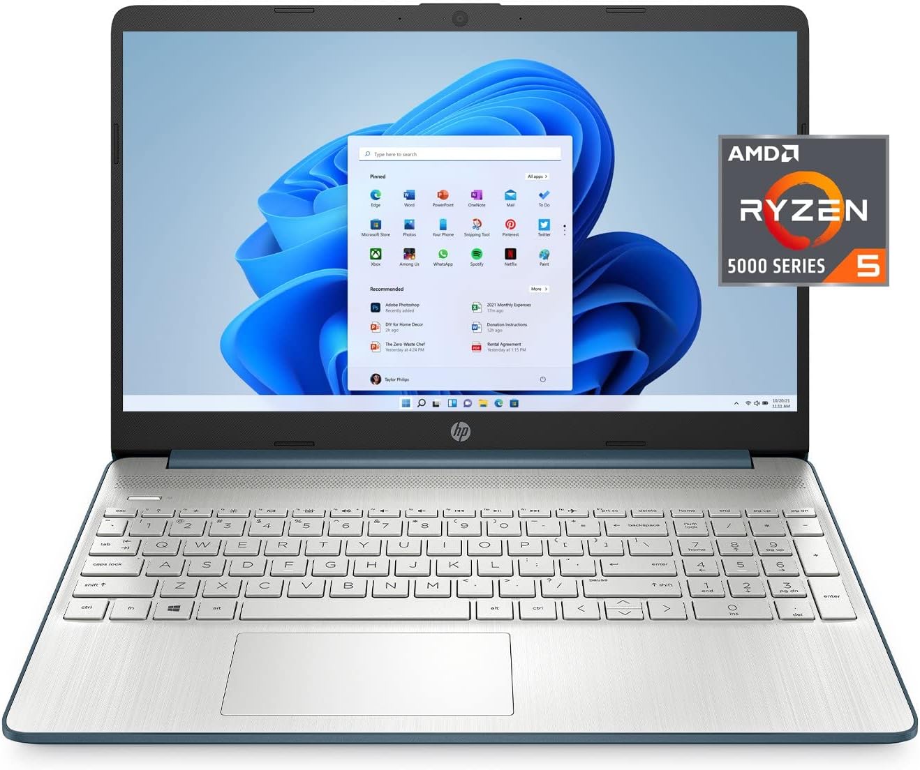 HP 2022 15.6in FHD Business Laptop, AMD Ryzen 5 5500U 6 core CPU (Beat i7-1160G7, up to 4GHz), 16GB RAM, 512GB PCIe NVMe SSD, AMD Radeon Graphics, WiFi, Windows 11, Blue + Generic Accessories