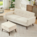 Kingfun Living Room Furniture Sets, Standard & Ottoman, Mid Century Modern Decor Sofa Couches, Button Tufted Upholstered Furniture, Beige | linen fabric, button tufted, solid wood foot, pocket spring, wood slats frame