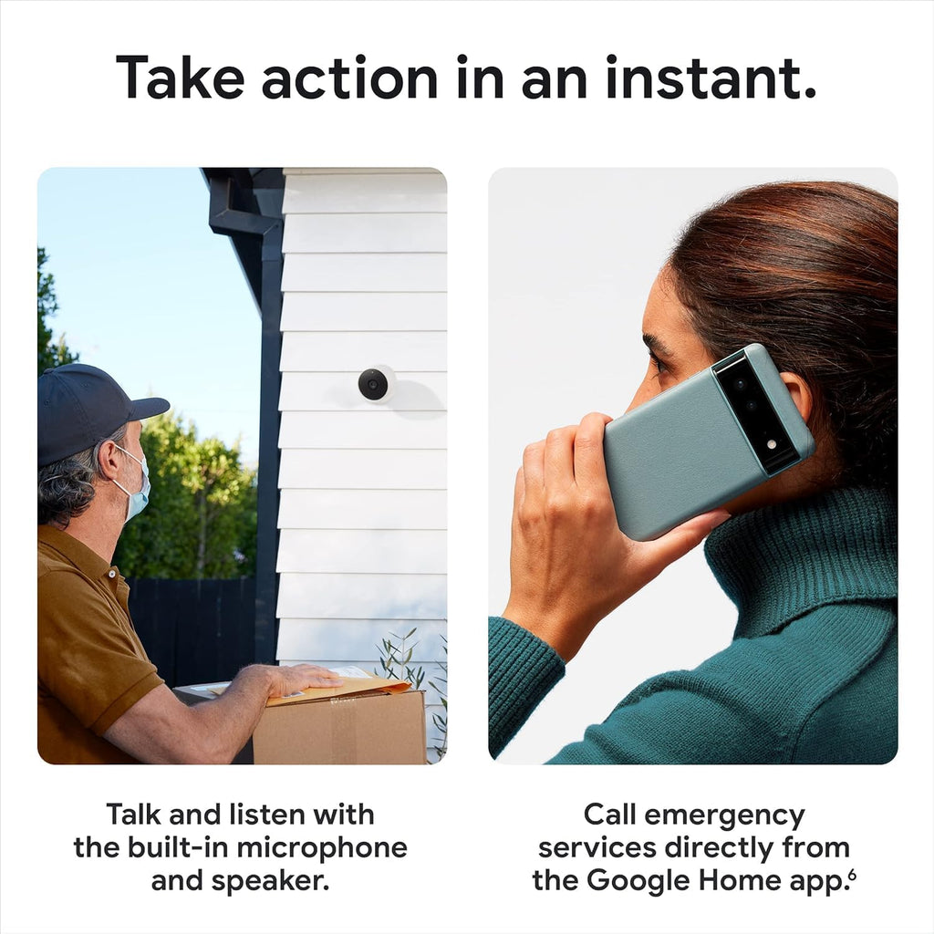 Google Nest Cam Outdoor or Indoor, Battery - 2nd Generation 2 Pack with Extra Replacement Cable