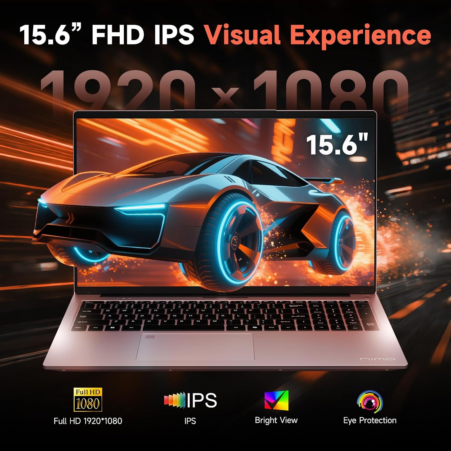 NIMO Gaming Laptop 15.6', AMD Ryzen 7 7735HS (Beat 4.75GHz), 16GB DDR5 RAM, 512GB PCIe 4.0 SSD, Windows 11 Home, 1080P FHD Display, Backlit Keyboard, 100W PD Fast Charge, 2X Full-Function USB-C