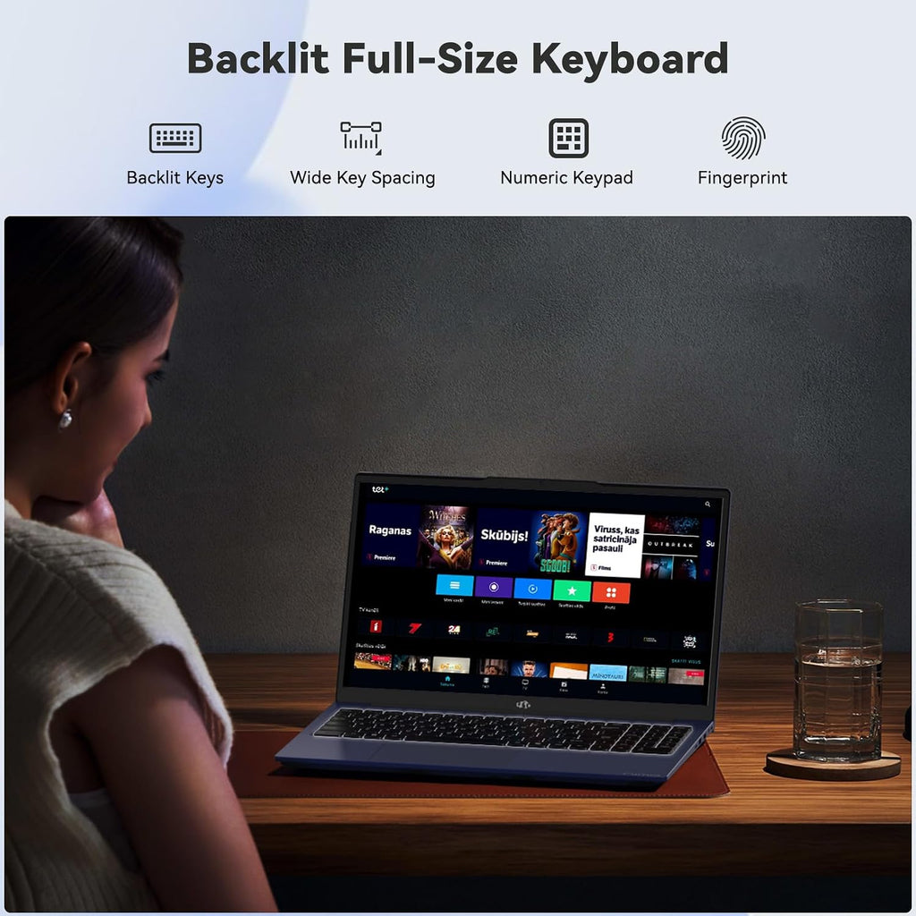 NIMO 15.6' FHD IPS Portable Laptop, Intel Core i3-1215U (Up to 4.4GHz, Beat R5 7520U), 8GB RAM 128GB SSD Work Computer, Backlit KB, Fingerprint, WiFi 6, 65W Type-C Fast Charge, 180° View, for Campus