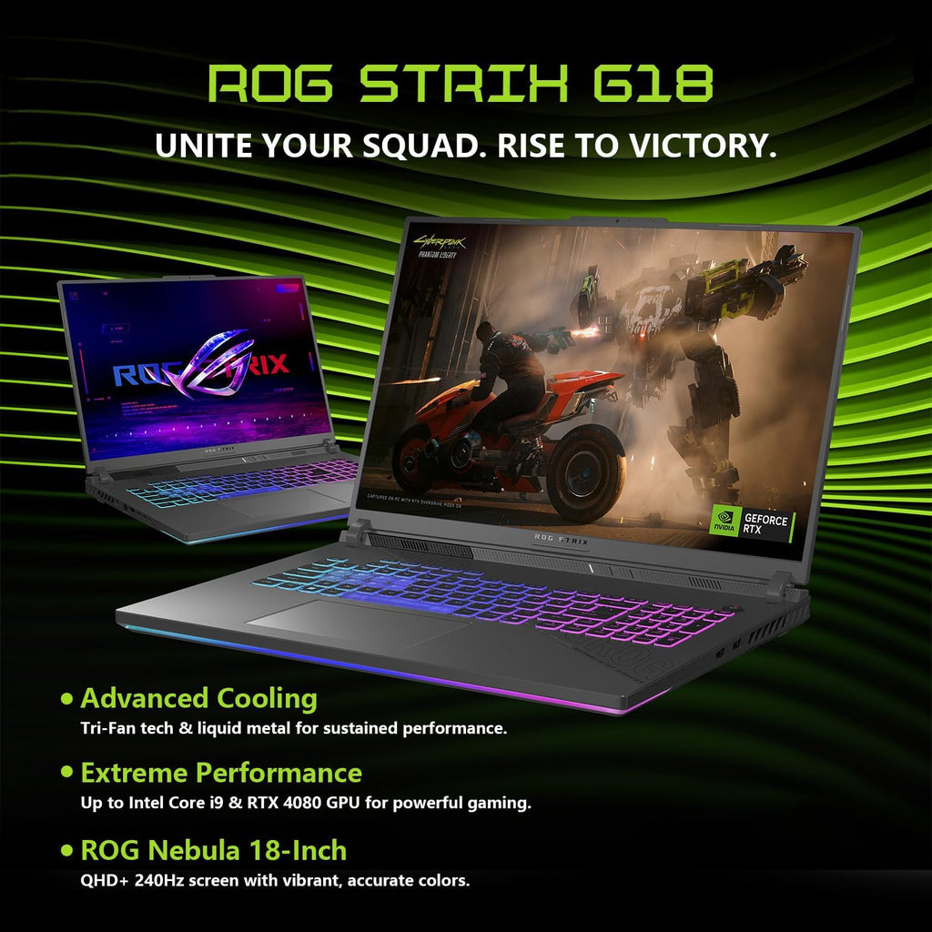 ASUS ROG Strix G18 RTX 5070 Pro Gaming Laptop, 18' ROG Nebula 2.5K 240Hz/3ms, AMD Ryzen 9 8940HX, NVIDIA RTX 5070 with ROG Boost, 64GB DDR5, 2TB SSD, RGB KB, ROG Cooling, Bundle with HyperX Headset