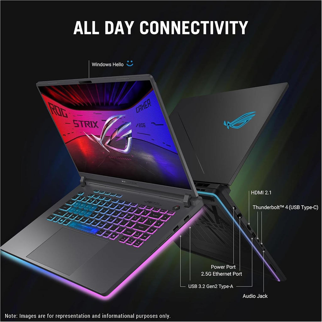 ASUS ROG Strix G16 Gaming Laptop, Intel i5-13450HX, 32 GB DDR5 RAM, 2 TB PCIe SSD, 16' FHD+ (1920x1200) Display, Nvidia G-Force RTX 5050, 4-Zone RGB Keyboard, W11 Home, Eclipse Gray