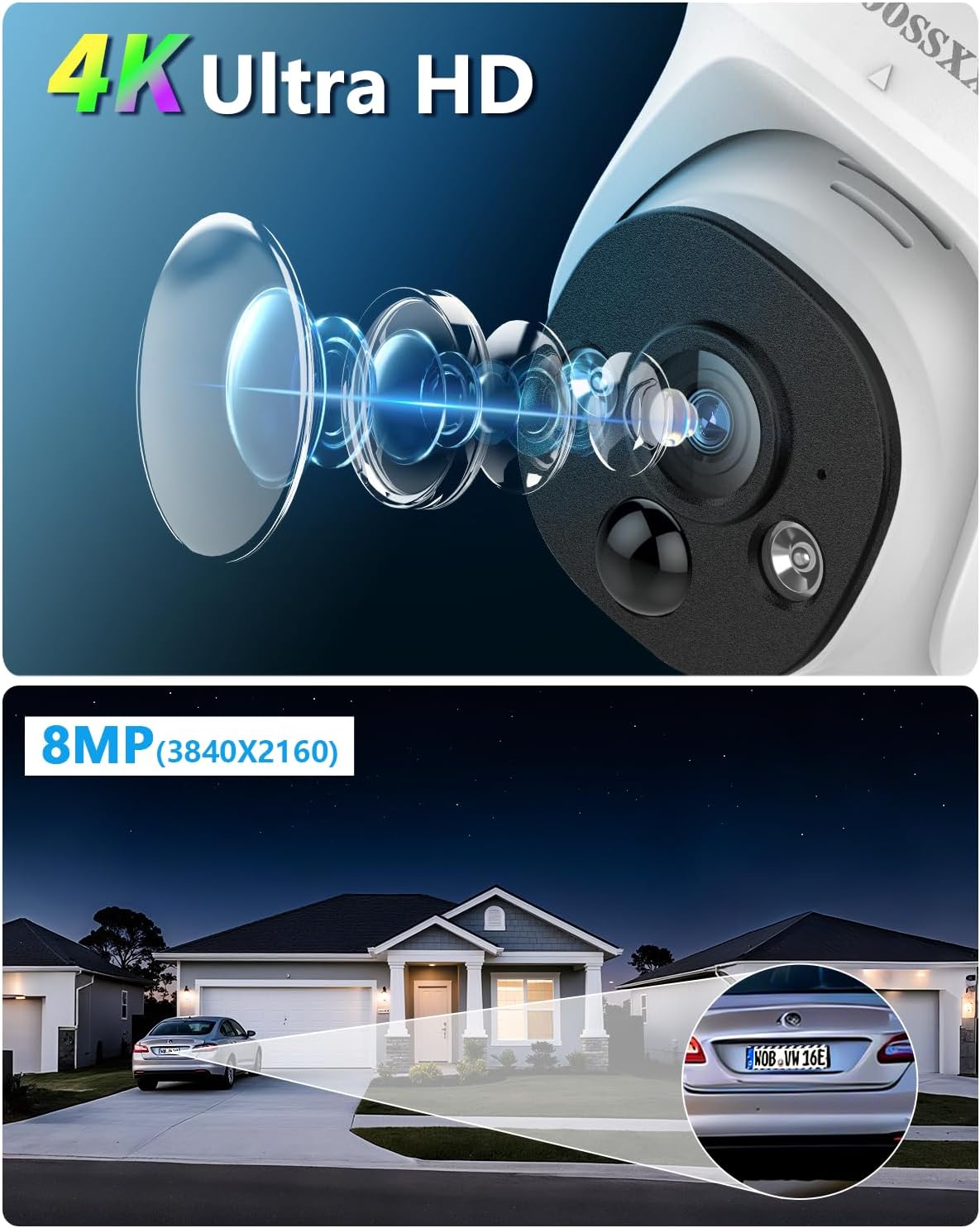 OOSSXX (2026 New) 4K PoE Security Camera System Wired, 8CH NVR with 1TB HDD, 4 x 8MP Cameras (2 Bullet + 2 Dome), 130° Wide Angle, 2-Way Audio, AI Human & PIR Detection, No Monthly Fee