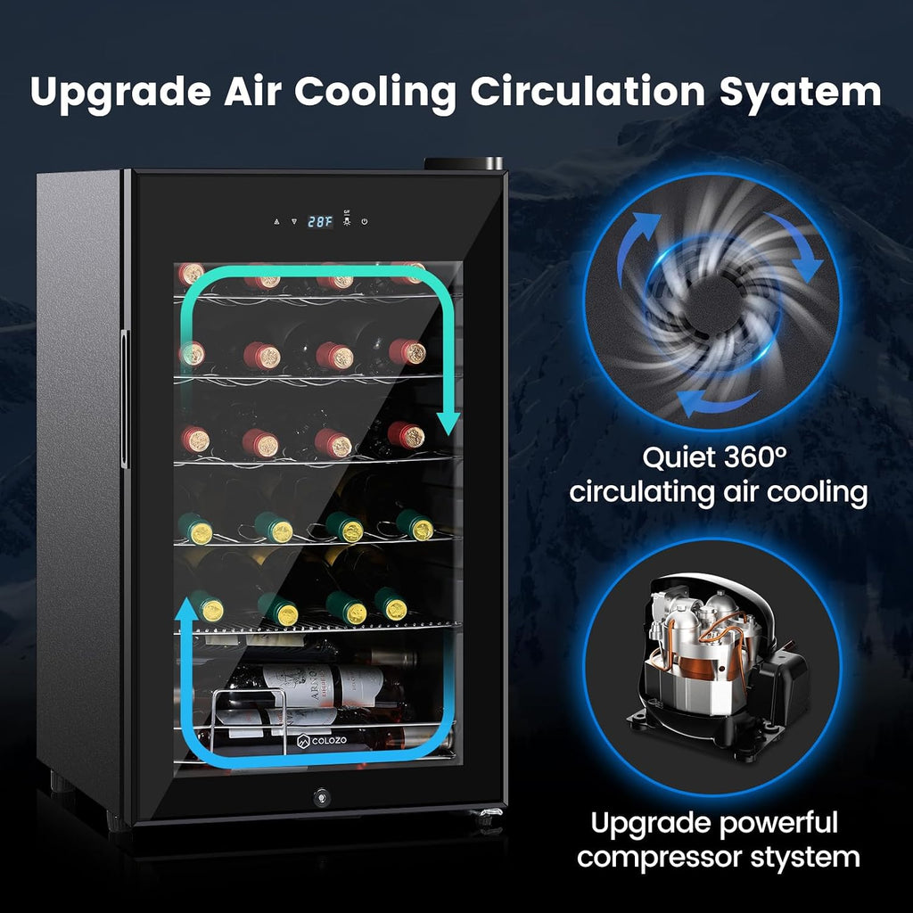 17 Inch Wine Cooler Refrigerator, Freestanding Under Counter Compact Wine Fridge, 40-65°F, 24 Bottle Countertop Mini Wine Cooler with Double-Layer Tempered Glass Door/ Lock for Bedroom/Apartment