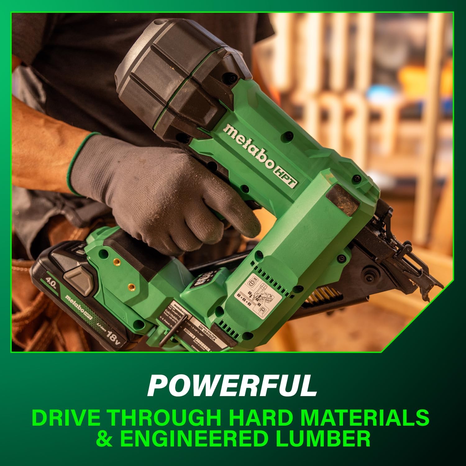 Metabo HPT 18V MultiVolt Cordless 30° Paper Tape Framing Nailer Kit, 3-1/2' Framing Nailer, Power Tool with 4.0Ah Lithium Ion Battery, Drives 2' to 3-1/2' Nails, Powerful Brushless Motor, NR1890DCA