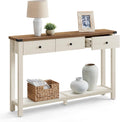 VASAGLE LIRY Collection - Console Table with 3 Drawers and Open Storage Shelf, Narrow Entryway Sofa Table for Living Room, Farmhouse Style, Metal Corners, Honey Brown and Rustic White ULNT142WJ02S