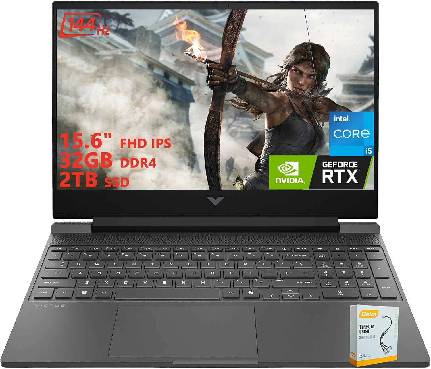 HP Victus 15 Gaming Laptop | 15.6' FHD IPS Anti-Glare 144Hz | Intel 8-Core i5-13420H | 32GB DDR4 2TB SSD | NVIDIA GeForce RTX 3050 6GB | Backlit Keyboard Fast Charging Win11 w/DLCA Accessory