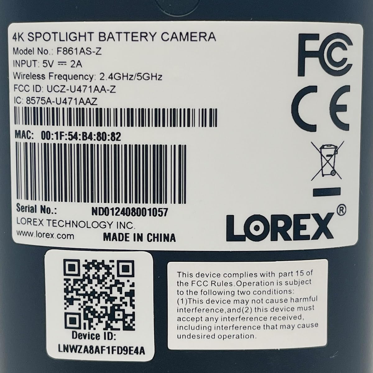 Lorex 4K Battery-Operated Wi-Fi Spotlight Camera | Black | 2-Way Talk | Color Night Vision | Person & Vehicle Detection | Siren | MicroSD Not Included | Cloud-Enabled | IP65 Weatherproof