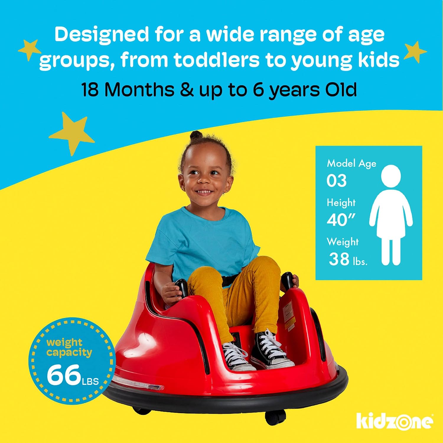Kidzone 6V Electric Ride On Bumper Car for Kids & Toddlers 1.5-6 Years Old, DIY Sticker Baby Bumping Toy Gifts W/Remote Control, LED Lights & 360 Degree Spin, ASTM Certified, Pink