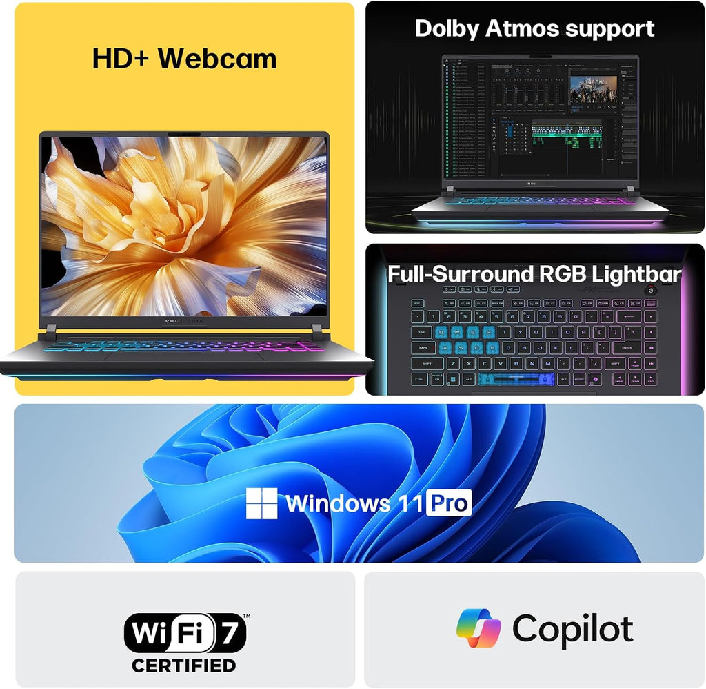 ASUS ROG Strix G16 Gaming Laptop, NVIDIA GeForce RTX 5060, Intel i7-14650HX, 64 GB DDR5, 2 TB SSD, 16 inch FHD+ 165Hz 3ms, WiFi 7, Dolby Atmos, Hires Audio, HD+ Cam, Windows 11 Pro, Accessories