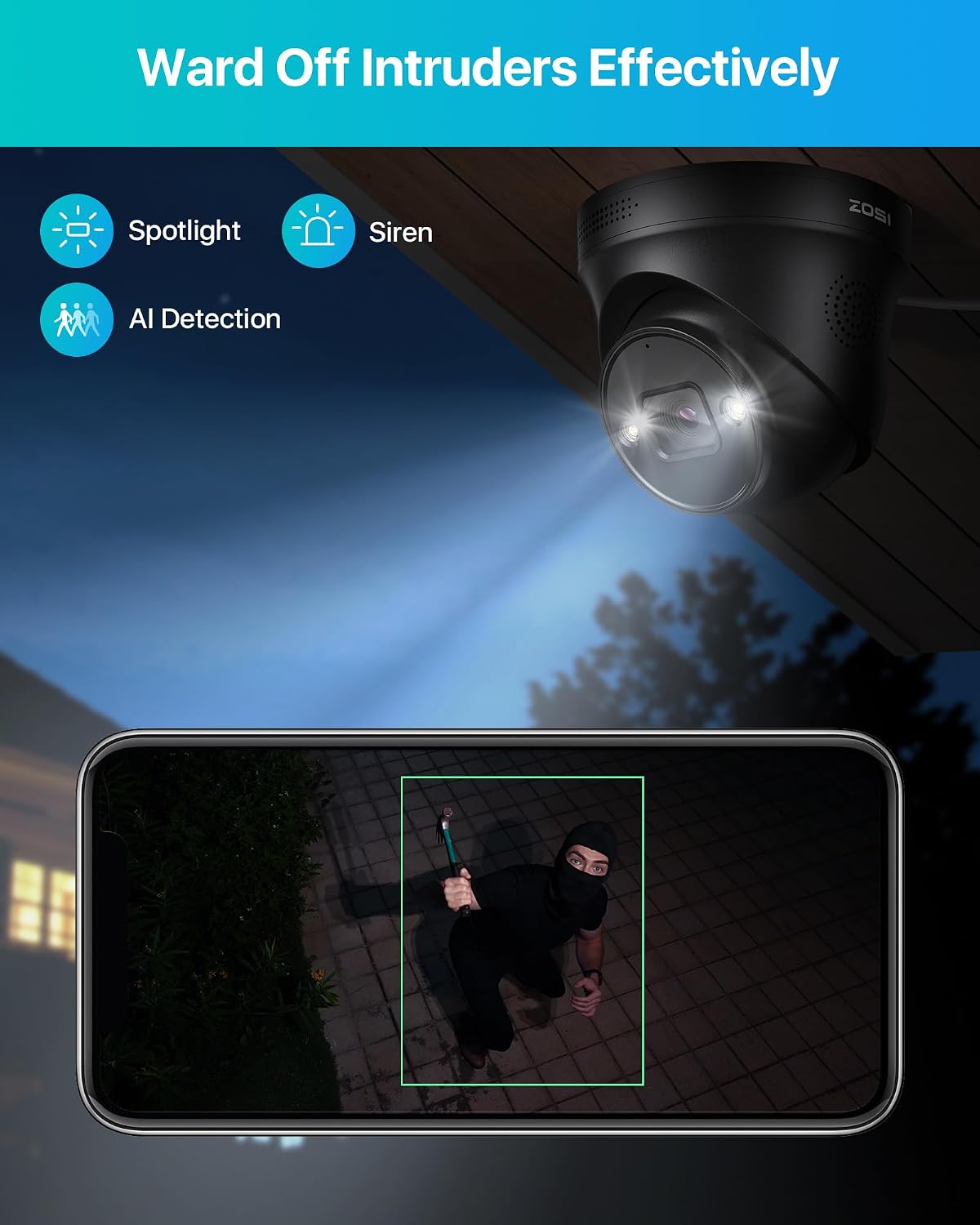 ZOSI 24CH 4K PoE Security Camera System, Face Person Vehicle Detection, 16pcs 4K Outdoor Spotlight PoE Cameras, 2 Way Audio, Night Vision, 24CH 8MP Dual Disk NVR with 4TB HDD for 24/7 Recording