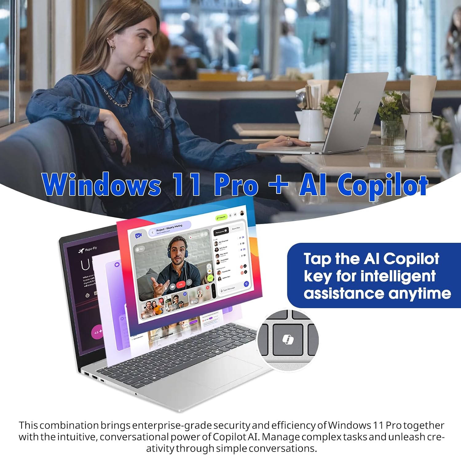 HP 15.6 Laptop Computer 2026, 16GB RAM, 512GB SSD, 15.6'' Touchscreen Anti-Glare Display, Windows 11 Pro, AI Copilot, Intel 13th Gen Core i3(Up to 4.5GHz), w/Patented Accessory