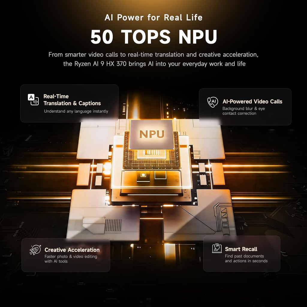 NIMO 17.3' Copilot+ AI Laptop, AMD Ryzen AI 9 HX 370 (Up to 5.1GHz), 32GB RAM 1TB SSD, Radeon 890M, 144Hz FHD Display, 100W Fast Charge, USB 4.0, Fingerprint, Win 11, Gaming & Business