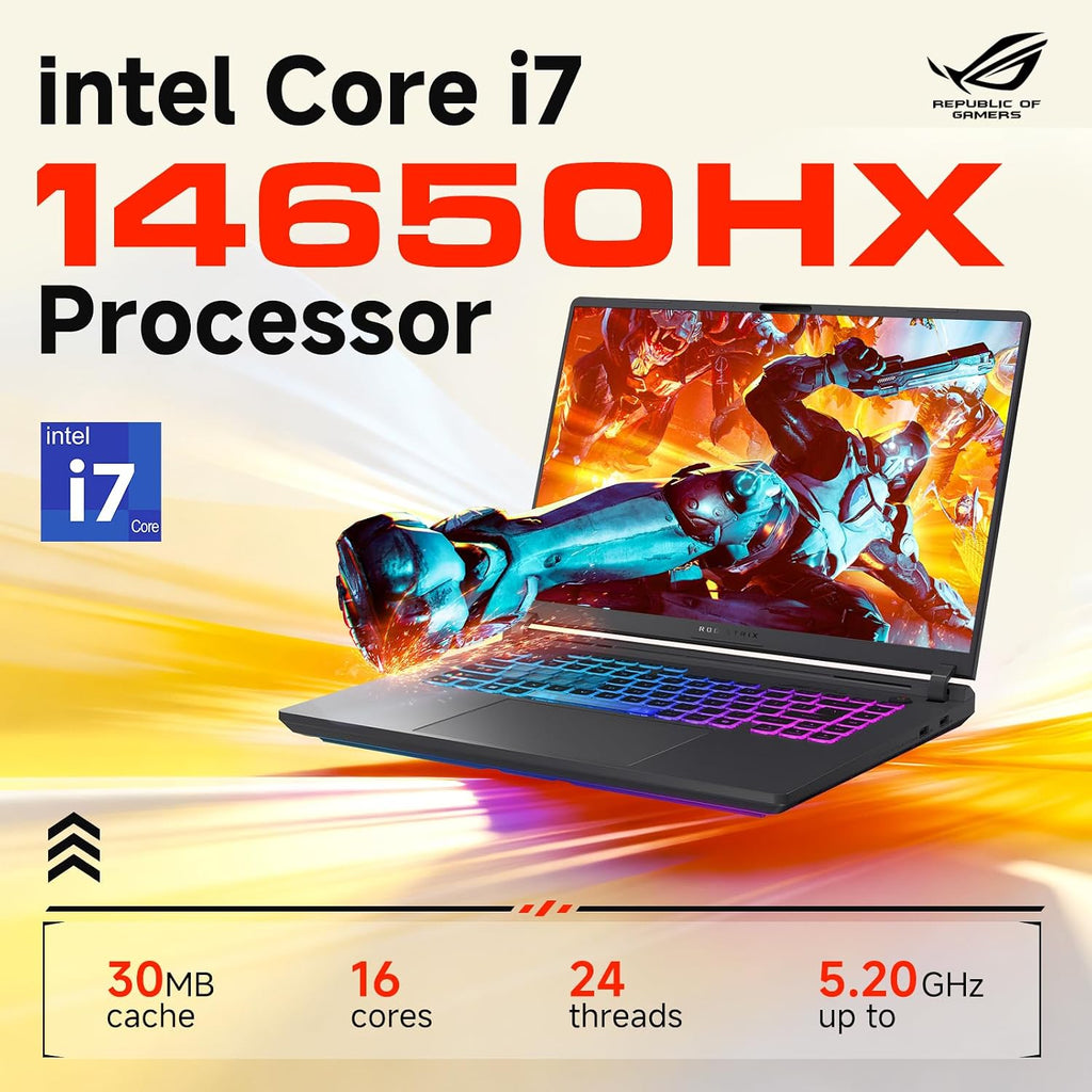 ASUS ROG Strix G16 Gaming Laptop, NVIDIA GeForce RTX 5060, Intel i7-14650HX, 64 GB DDR5, 1 TB SSD, 16 inch FHD+ 165Hz 3ms, WiFi 7, Dolby Atmos, Hires Audio, HD+ Cam, Windows 11 Pro, Accessories